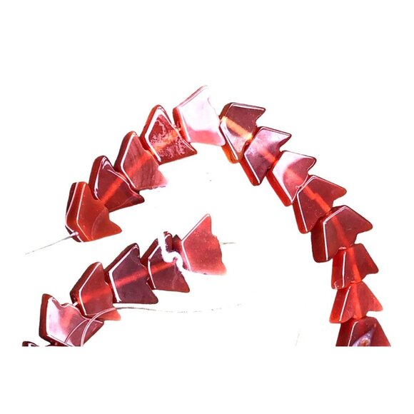 Unique Oldstock Carnelian Agate Blunt Arrow Shaped Beads 14" Strand of 31 Beads - Picture 4 of 5